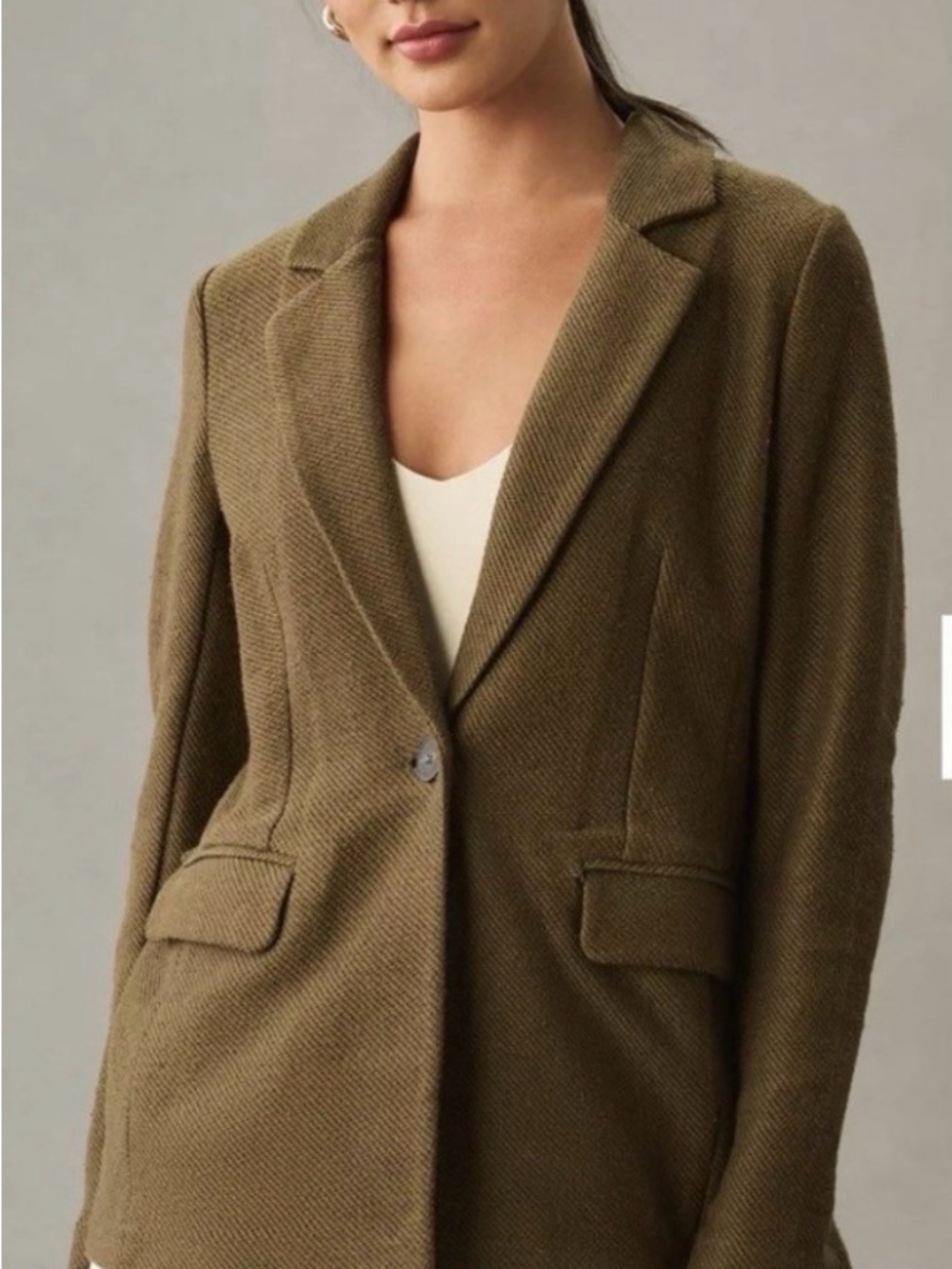 Sanctuary by Anthropologie Olive Brown Single-Button Women's Blazer Jacket